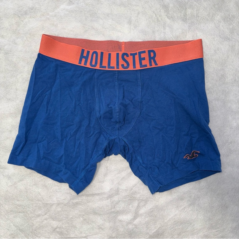 Hollister Blue Boxer Briefs with Coral Waistband